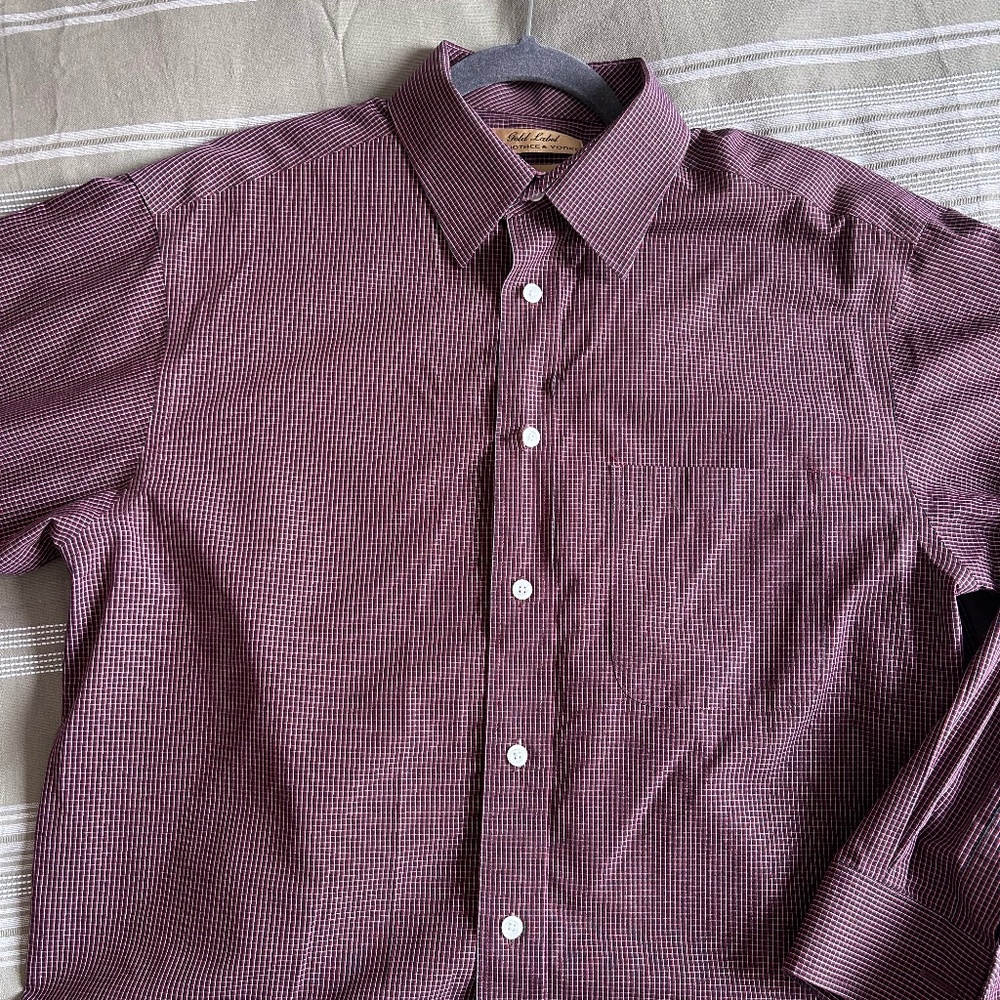 Maroon Men's Button-down Long-sleeved Shirt Roundtree & Yorke